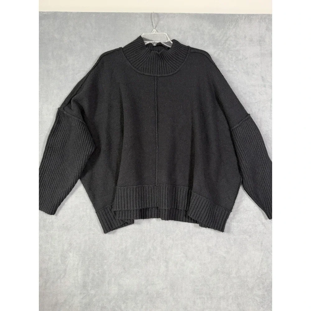 Anthropologie‎ Maeve Women's Turtleneck Sweater Black Wool Blend Size 2X